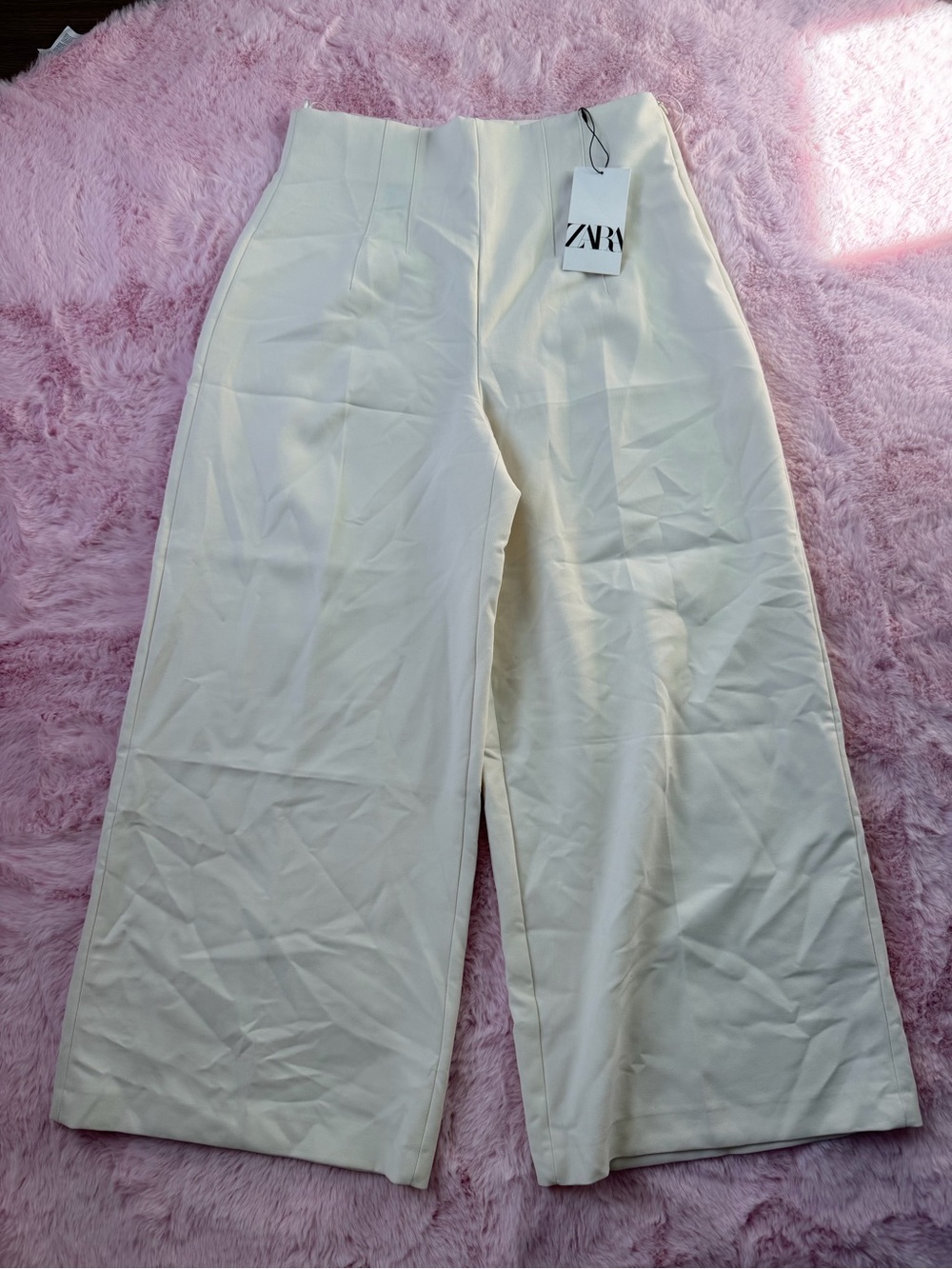 ZARA Off-White Wide-Leg Men's Trousers